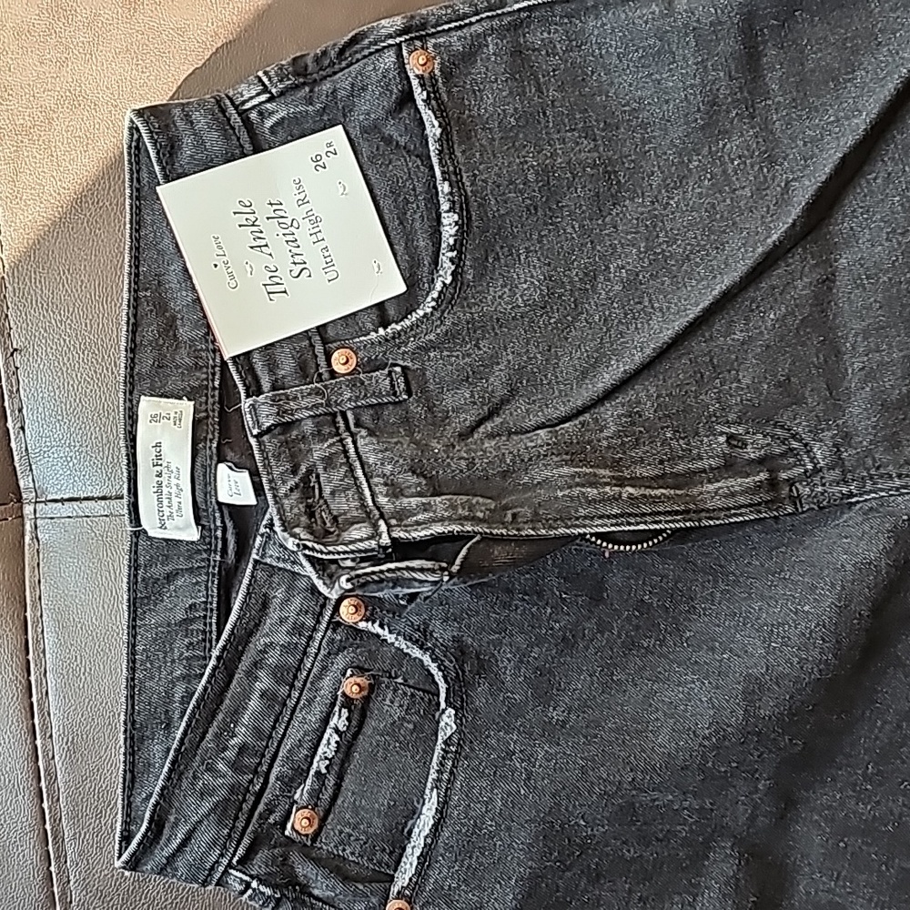Abercrombie and Fitch ultra high rise curve love ankle straight jean black